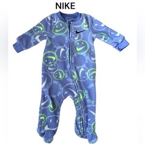 Nike Fleece Sleep and Play Zip Up One Piece Smile Pattern